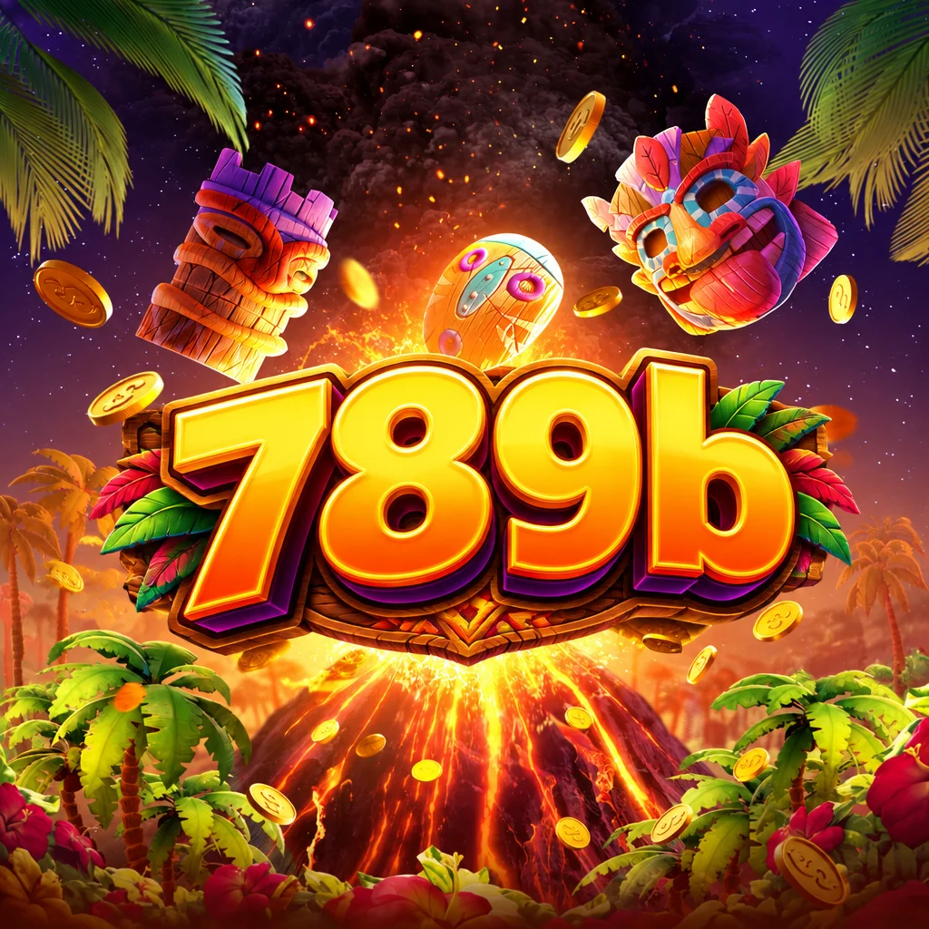 ภาพหน้าปกเกม Hawaiian Tiki พร้อมหน้ากากไม้โทเท็มและภูเขาไฟลาวาจาก 789b