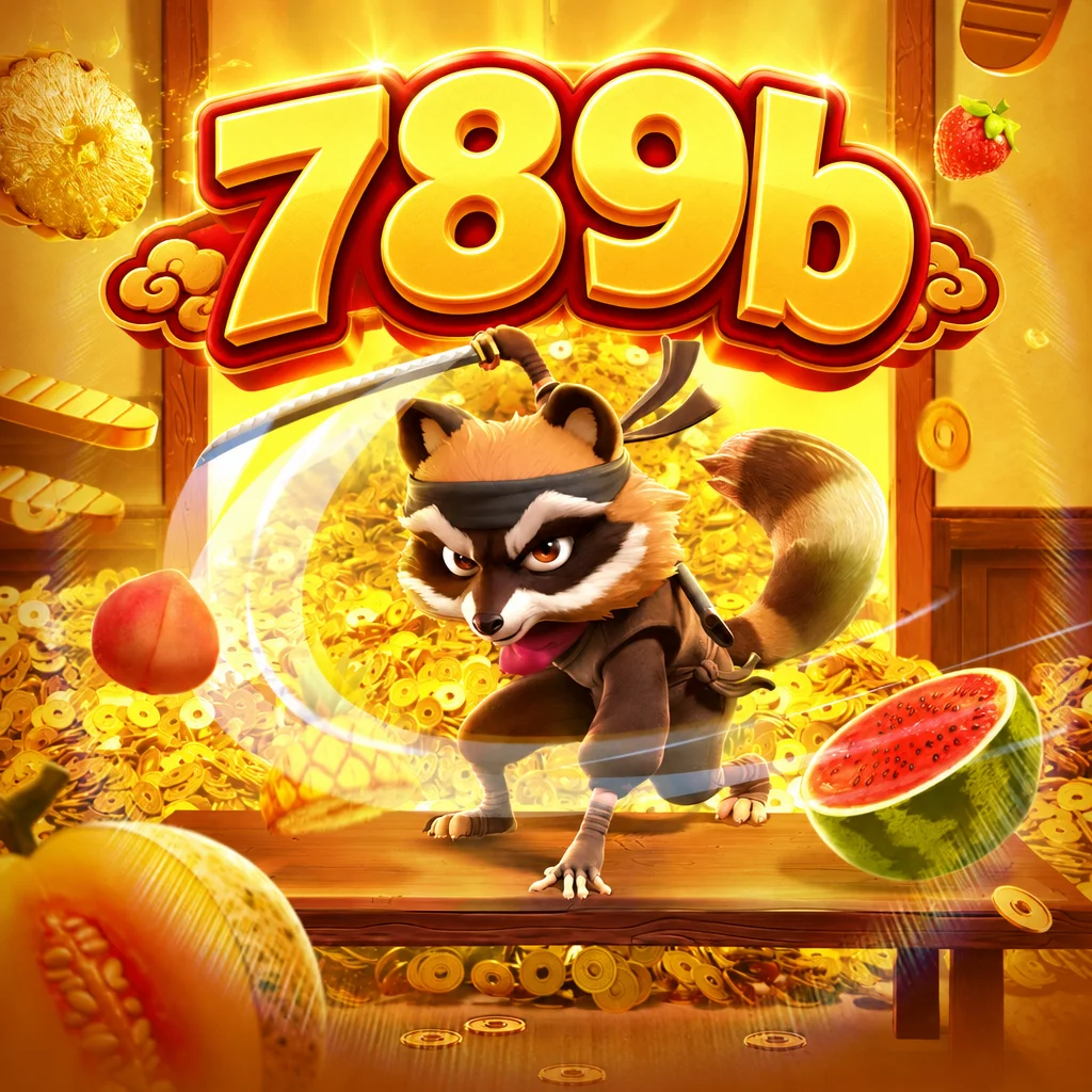 ตัวละครแรคคูนนินจาถือชูริเคนในธีมเกม Ninja Raccoon ของ 789b